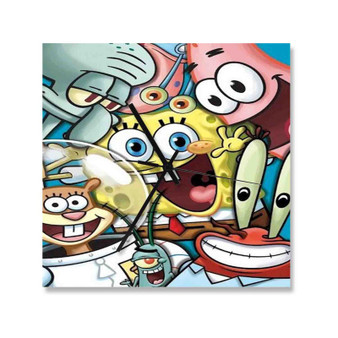 Spongebob and Friends Wall Clock Square Wooden Silent Scaleless Black Pointers