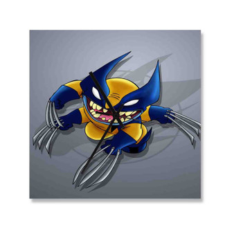 Stitch as Wolverine Wall Clock Square Wooden Silent Scaleless Black Pointers