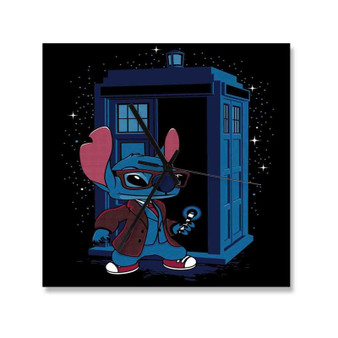Stitch Doctor Who Wall Clock Square Wooden Silent Scaleless Black Pointers