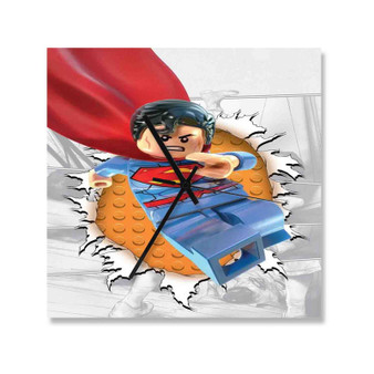 Superman Lego Wall Clock Square Wooden Silent Scaleless Black Pointers