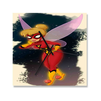 Tinkerbell as Spiderwoman Wall Clock Square Wooden Silent Scaleless Black Pointers