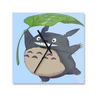 Totoro Art Wall Clock Square Wooden Silent Scaleless Black Pointers