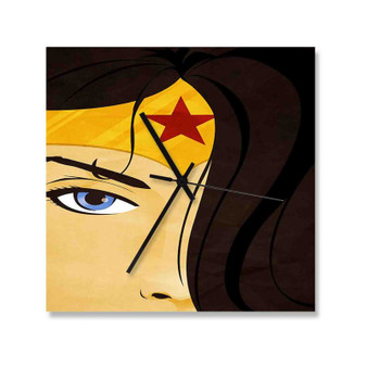 Wonder Woman Face Art Wall Clock Square Wooden Silent Scaleless Black Pointers