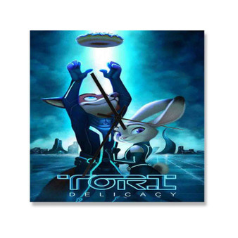 Zootopia Tron Legacy Wall Clock Square Wooden Silent Scaleless Black Pointers