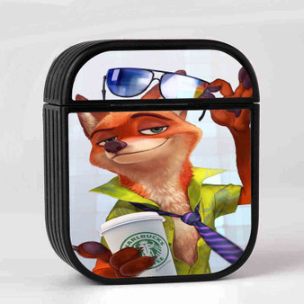 Nick Wilde Zootopia Starbucks Coffee Custom AirPods Case Cover Sublimation Hard Durable Plastic Glossy