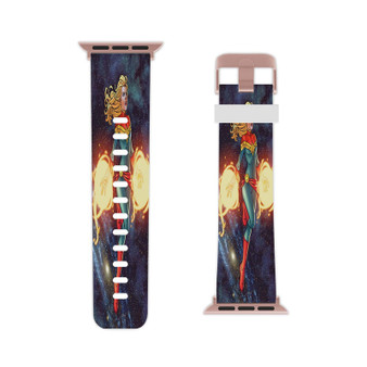 Captain Marvel Arts Custom Apple Watch Band Professional Grade Thermo Elastomer Replacement Straps