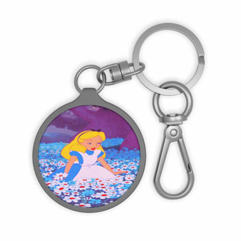Alice in Wonderland With Flowers Custom Keyring Tag Keychain Acrylic With TPU Cover