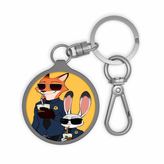 Zootopia Nick and Judy Police Custom Keyring Tag Keychain Acrylic With TPU Cover