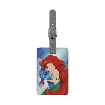 Ariel and Stitch Disney Custom Polyester Saffiano Rectangle White Luggage Tag Card Insert