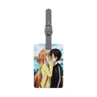 Kirito and Asuna Sword Art Online Kiss Custom Polyester Saffiano Rectangle White Luggage Tag Card Insert