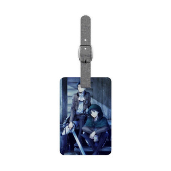 Levi and Eren Attack On Titan Custom Polyester Saffiano Rectangle White Luggage Tag Card Insert