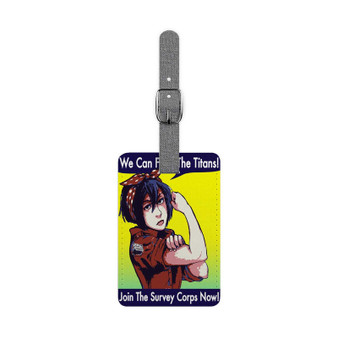 Mikasa Attack on Titan Fight Custom Polyester Saffiano Rectangle White Luggage Tag Card Insert