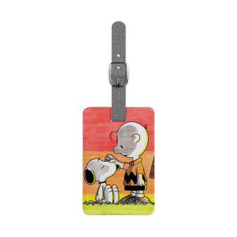 Snoopy and Charlie Brown Custom Polyester Saffiano Rectangle White Luggage Tag Card Insert