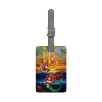 Tangled Rapunzel and Ariel Mermaid Disney Custom Polyester Saffiano Rectangle White Luggage Tag Card Insert