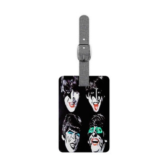 The Beatles Kiss Band Face Custom Polyester Saffiano Rectangle White Luggage Tag Card Insert