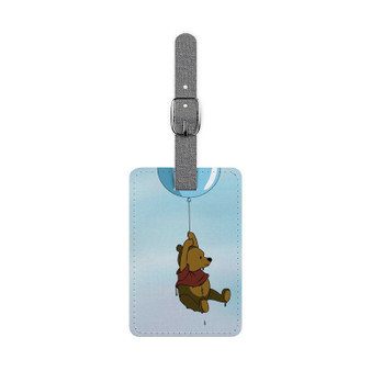 Winnie The Pooh Flying With Balloon Custom Polyester Saffiano Rectangle White Luggage Tag Card Insert