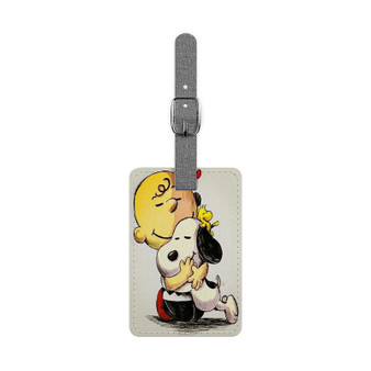 Woodstock Snoopy Charlie Brown The Peanuts Custom Polyester Saffiano Rectangle White Luggage Tag Card Insert