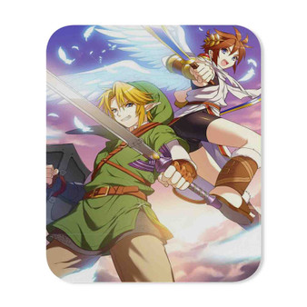 Link and Pit The Legend of Zelda Custom Mouse Pad Gaming Rubber Backing