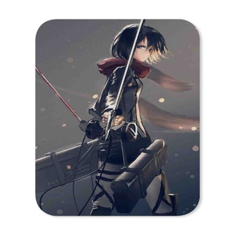 Mikasa Ackerman Attack on Titan Art Custom Mouse Pad Gaming Rubber Backing