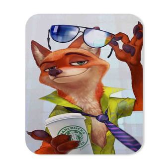 Nick Wilde Zootopia Starbucks Coffee Custom Mouse Pad Gaming Rubber Backing
