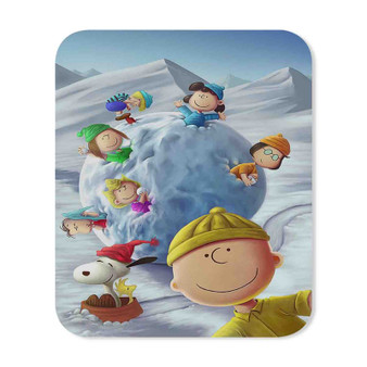 Snoopy The Peanuts Gang With Snowball Custom Mouse Pad Gaming Rubber Backing