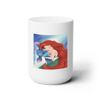 Ariel and Stitch Disney Custom White Ceramic Mug 15oz Sublimation BPA Free