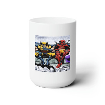 Deadpool and Wolverine Breakfast Custom White Ceramic Mug 15oz Sublimation BPA Free