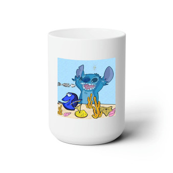 Dory and Stitch Disney Custom White Ceramic Mug 15oz Sublimation BPA Free