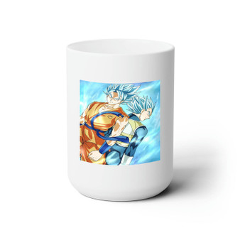 Dragon Ball Super Goku and Vegeta Super Saiyan Blue Custom White Ceramic Mug 15oz Sublimation BPA Free