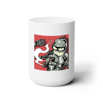 Futurama Bender Smoke Custom White Ceramic Mug 15oz Sublimation BPA Free