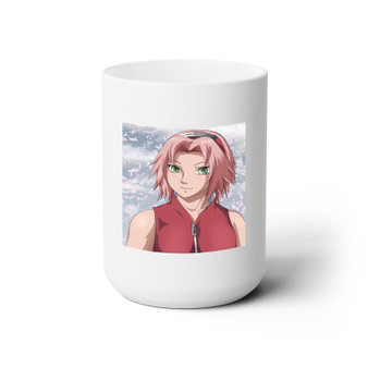 Sakura Haruno Naruto Shippuden Custom White Ceramic Mug 15oz Sublimation BPA Free