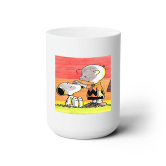 Snoopy and Charlie Brown Custom White Ceramic Mug 15oz Sublimation BPA Free