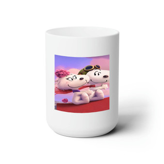 Snoopy Meet Fifi Custom White Ceramic Mug 15oz Sublimation BPA Free