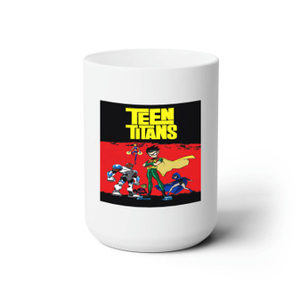 Teen Titans Cartoon Custom White Ceramic Mug 15oz Sublimation BPA Free