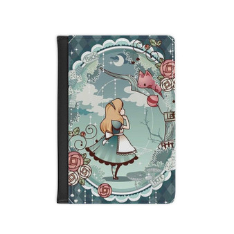 Alice in Wonderland Disney Art Custom PU Faux Leather Passport Cover Wallet Black Holders Luggage Travel