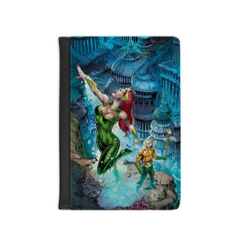 Aquaman and Mera DC Comics Custom PU Faux Leather Passport Cover Wallet Black Holders Luggage Travel