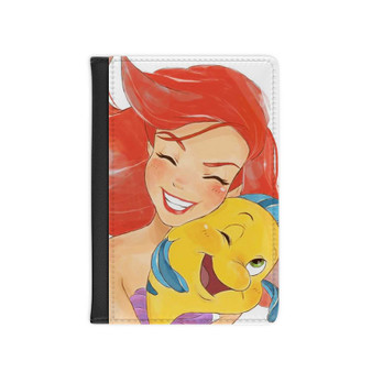Ariel and Flounder The Little Mermaid Custom PU Faux Leather Passport Cover Wallet Black Holders Luggage Travel