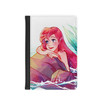 Ariel Disney The Little Mermaid Custom PU Faux Leather Passport Cover Wallet Black Holders Luggage Travel