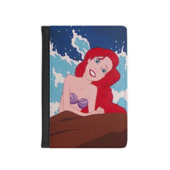 Ariel The Little Mermaid Disney Arts Custom PU Faux Leather Passport Cover Wallet Black Holders Luggage Travel