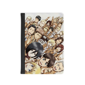Attack On Titan Collage Custom PU Faux Leather Passport Cover Wallet Black Holders Luggage Travel