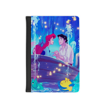 Disney Ariel and Eric The Little Mermaid Custom PU Faux Leather Passport Cover Wallet Black Holders Luggage Travel