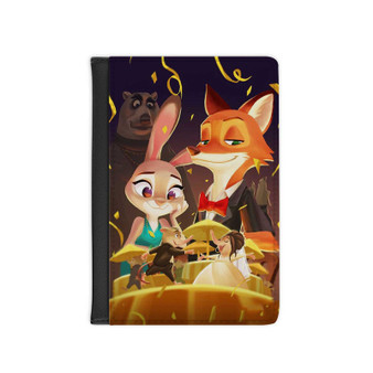 Disney Zootopia Dancing Custom PU Faux Leather Passport Cover Wallet Black Holders Luggage Travel