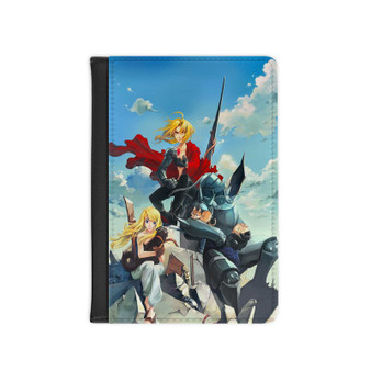 Edward Elric Alphonse Elric Winry Rockbell Fullmetal Alchemist B Custom PU Faux Leather Passport Cover Wallet Black Holders Luggage Travel