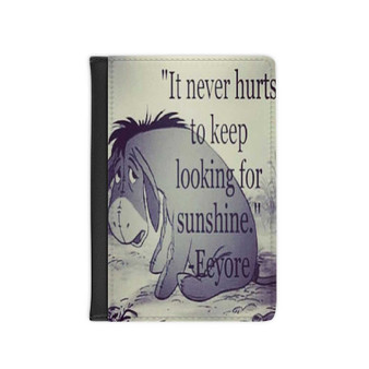 Eeyore Winnie The Pooh Quotes Custom PU Faux Leather Passport Cover Wallet Black Holders Luggage Travel