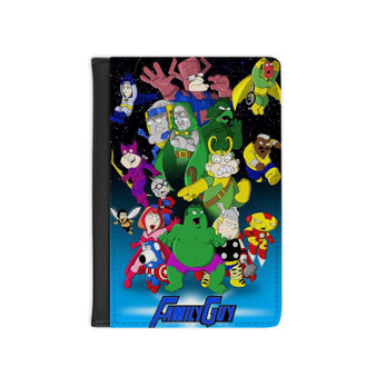 Family Guy Avengers Custom PU Faux Leather Passport Cover Wallet Black Holders Luggage Travel