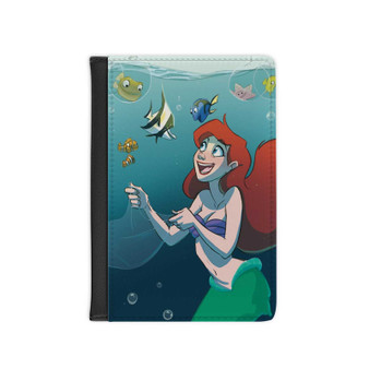 Finding Dory Ariel The Little Mermaid Custom PU Faux Leather Passport Cover Wallet Black Holders Luggage Travel