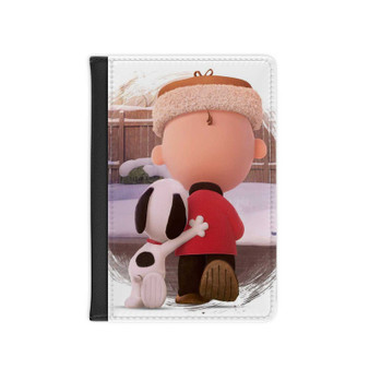 Friends Snoopy and Charlie Brown Custom PU Faux Leather Passport Cover Wallet Black Holders Luggage Travel