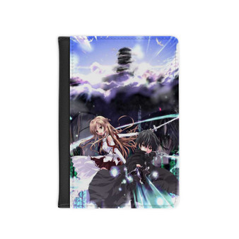 Kirito and Asuna Sword Art Online Anime Custom PU Faux Leather Passport Cover Wallet Black Holders Luggage Travel
