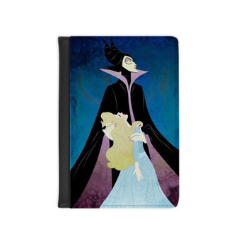 Maleficent and Princess Aurora Disney Custom PU Faux Leather Passport Cover Wallet Black Holders Luggage Travel