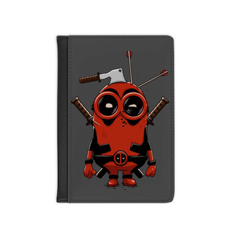 Minion Deadpool Custom PU Faux Leather Passport Cover Wallet Black Holders Luggage Travel